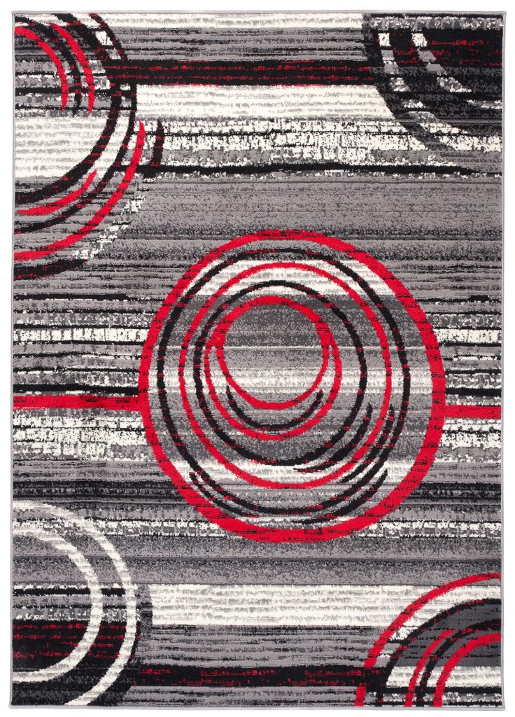 Alfombra Dream Gris Rojo Abstracto Círculos