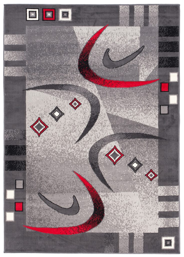Alfombra Dream Moderno Gris Rojo Medialuna