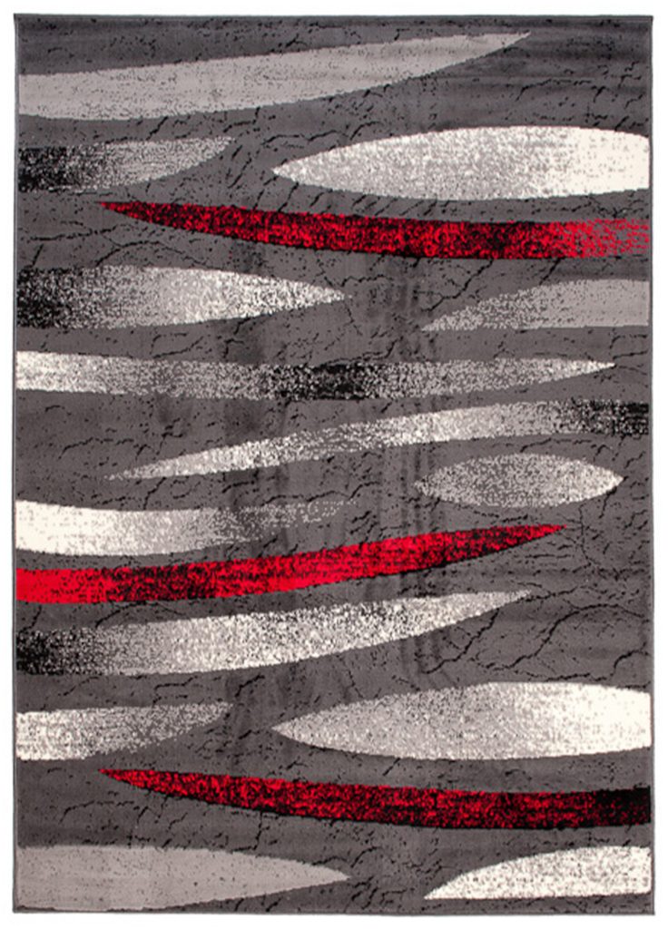 Alfombra Dream Moderno Gris Rojo Líneas