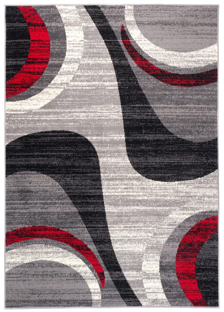 Alfombra Dream Moderno Gris Claro Rojo Ondas
