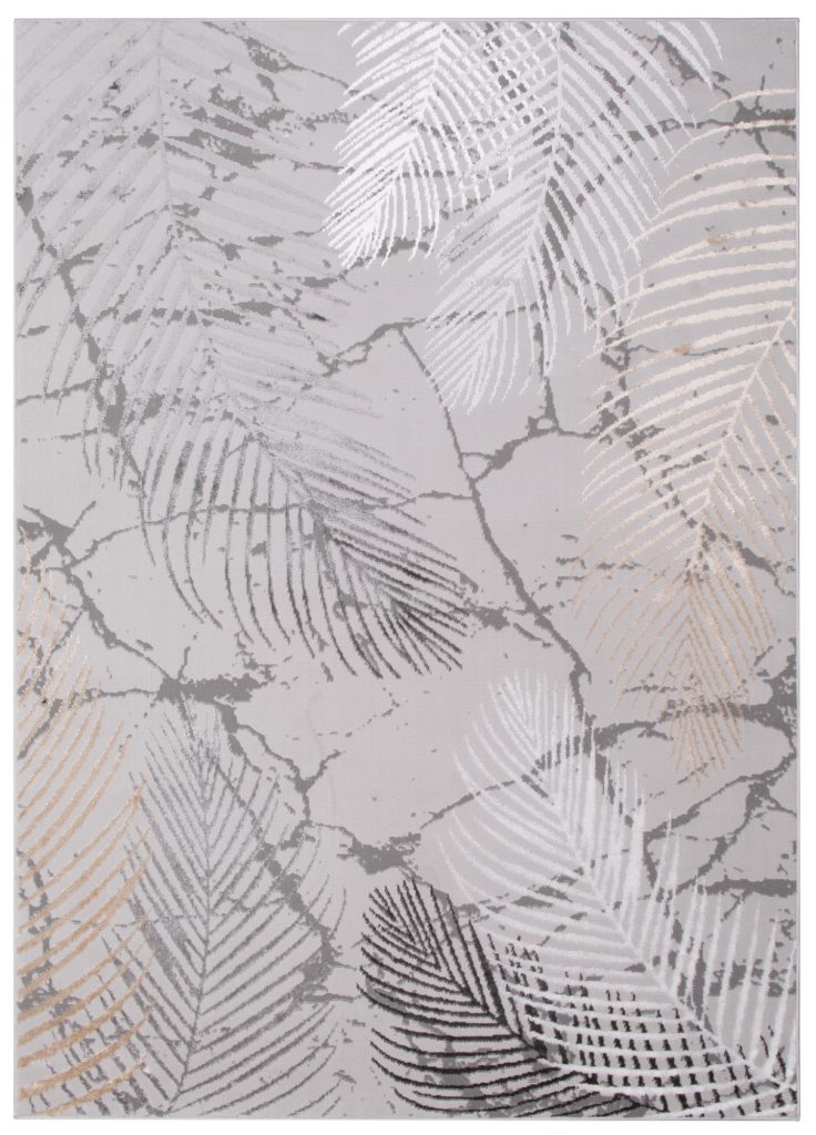 Alfombra Crystal Marrón Gris Oscuro Hojas Efecto 3D