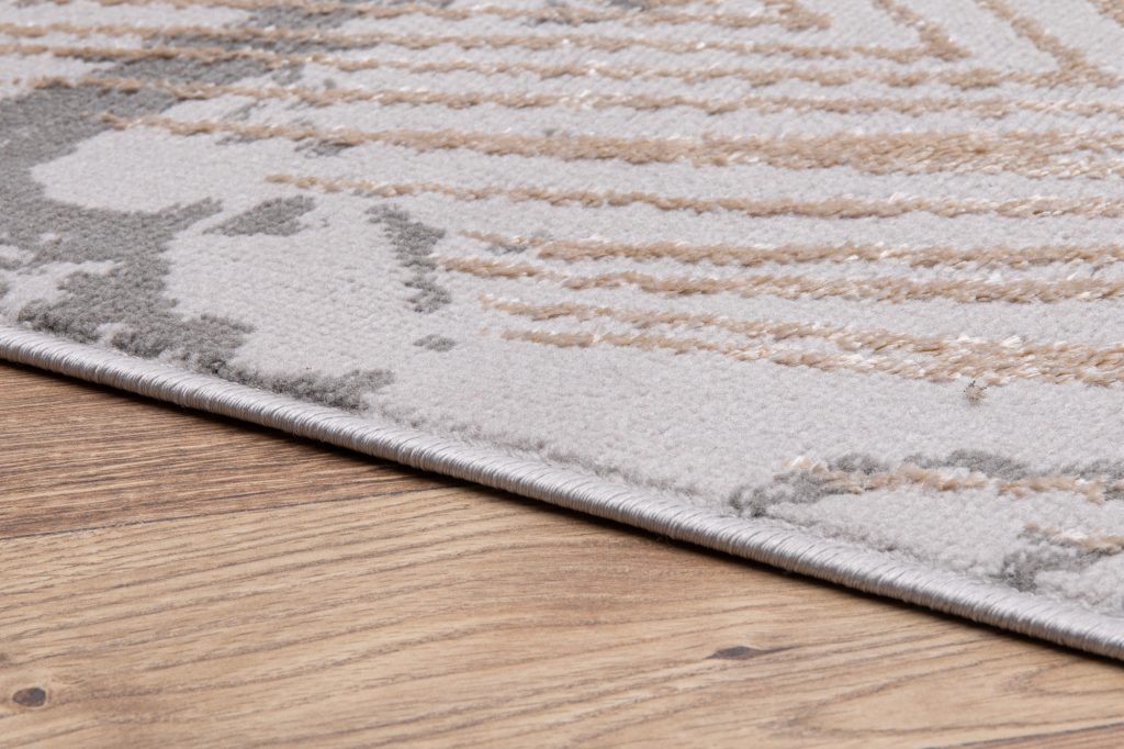Alfombra Crystal Marrón Gris Oscuro Hojas Efecto 3D