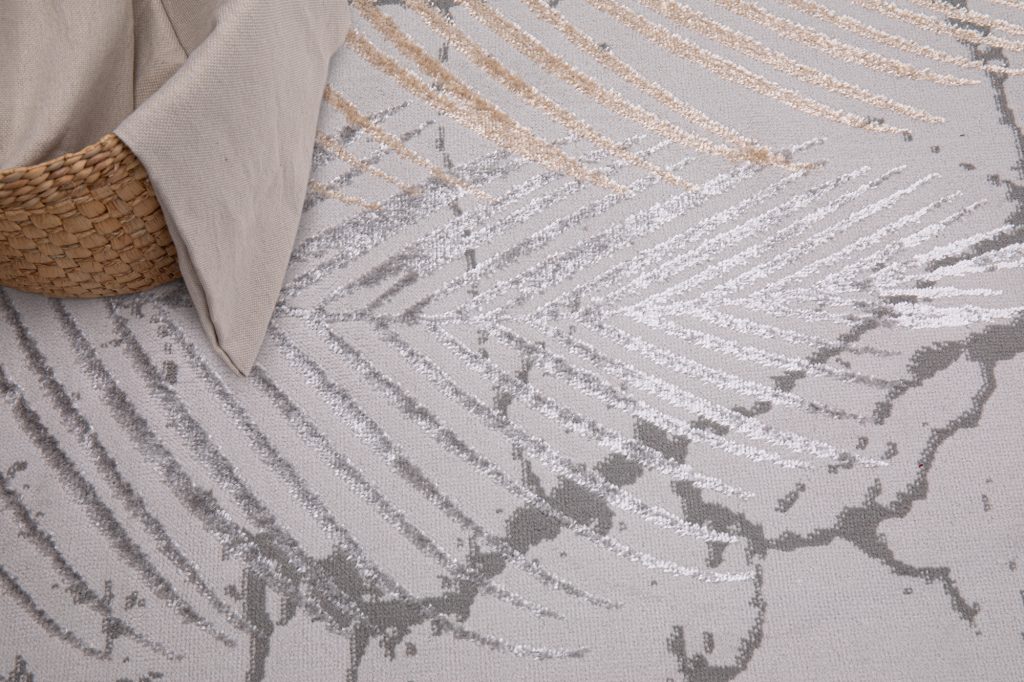 Alfombra Crystal Marrón Gris Oscuro Hojas Efecto 3D