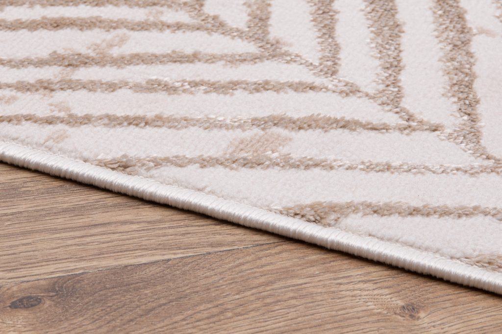 Alfombra Crystal Verde Dorado Crema Hojas Efecto 3D