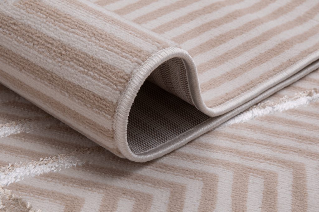 Alfombra Crystal Beige Marrón Zigzag Geométrico Efecto 3D