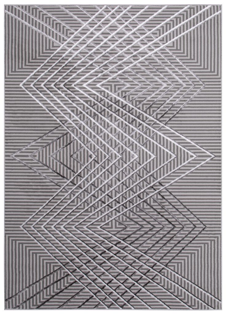 Alfombra Crystal Gris Zigzag Geométrico Efecto 3D