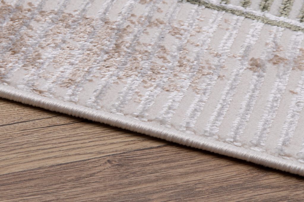 Alfombra Crystal Verde Beige Borde Moteado Efecto 3D