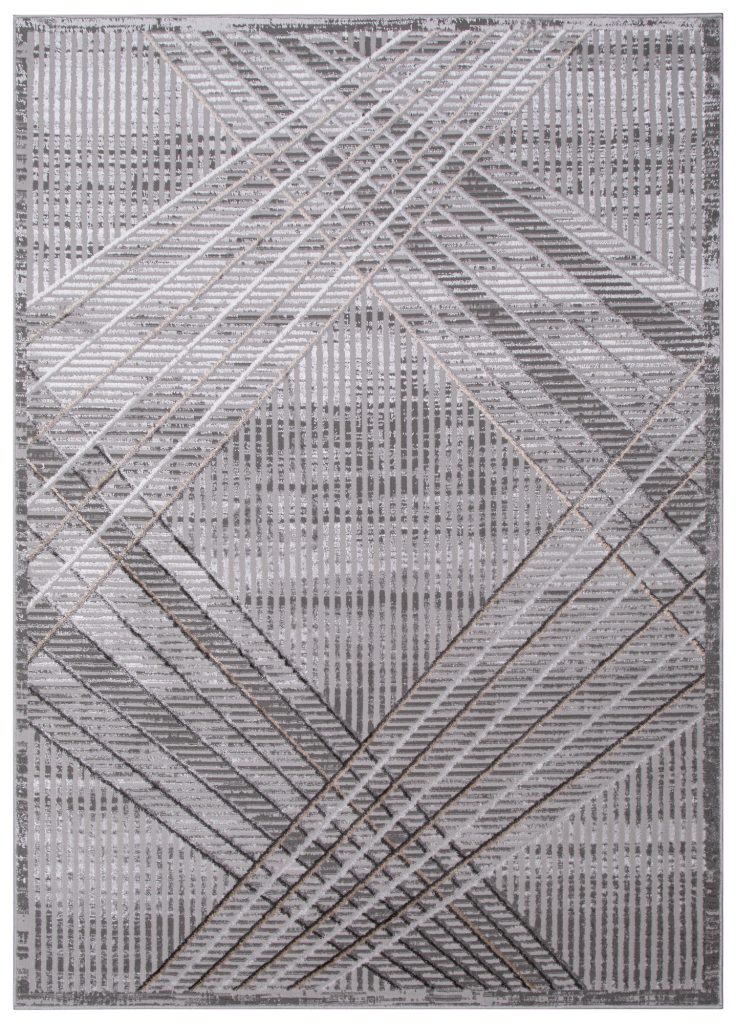Alfombra Crystal Gris Claro Beige Geométrico Efecto 3D