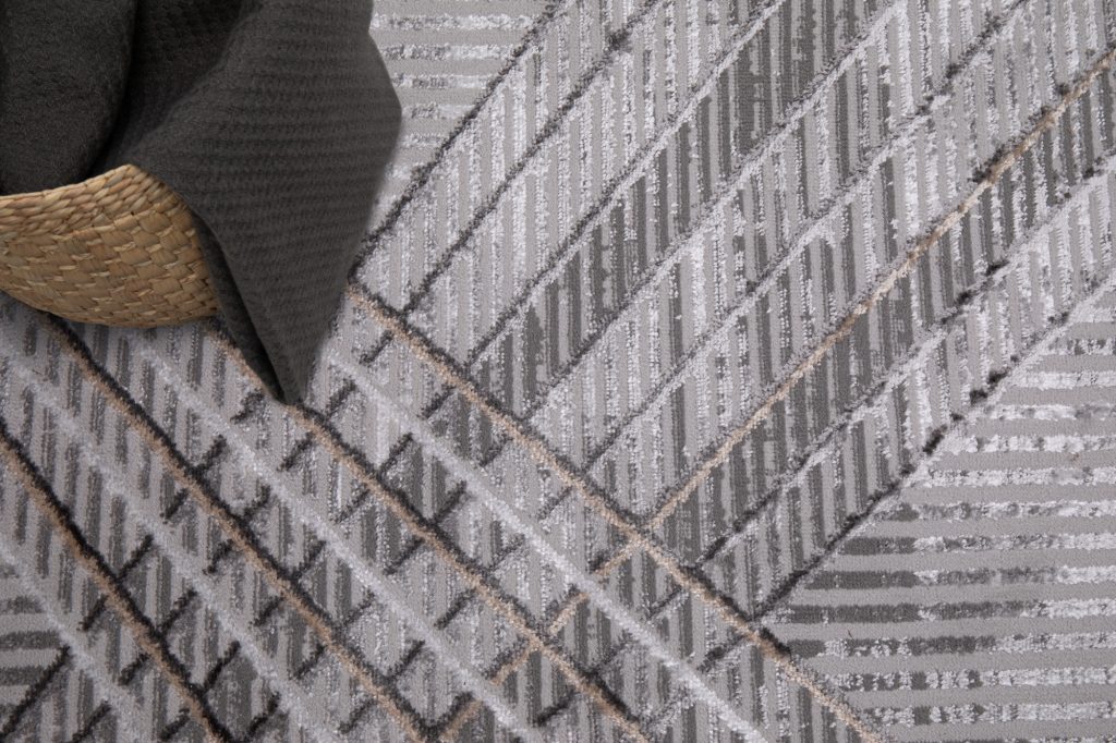 Alfombra Crystal Gris Claro Beige Geométrico Efecto 3D