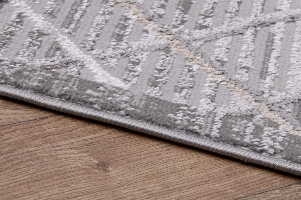 Alfombra Crystal Gris Claro Beige Geométrico Efecto 3D