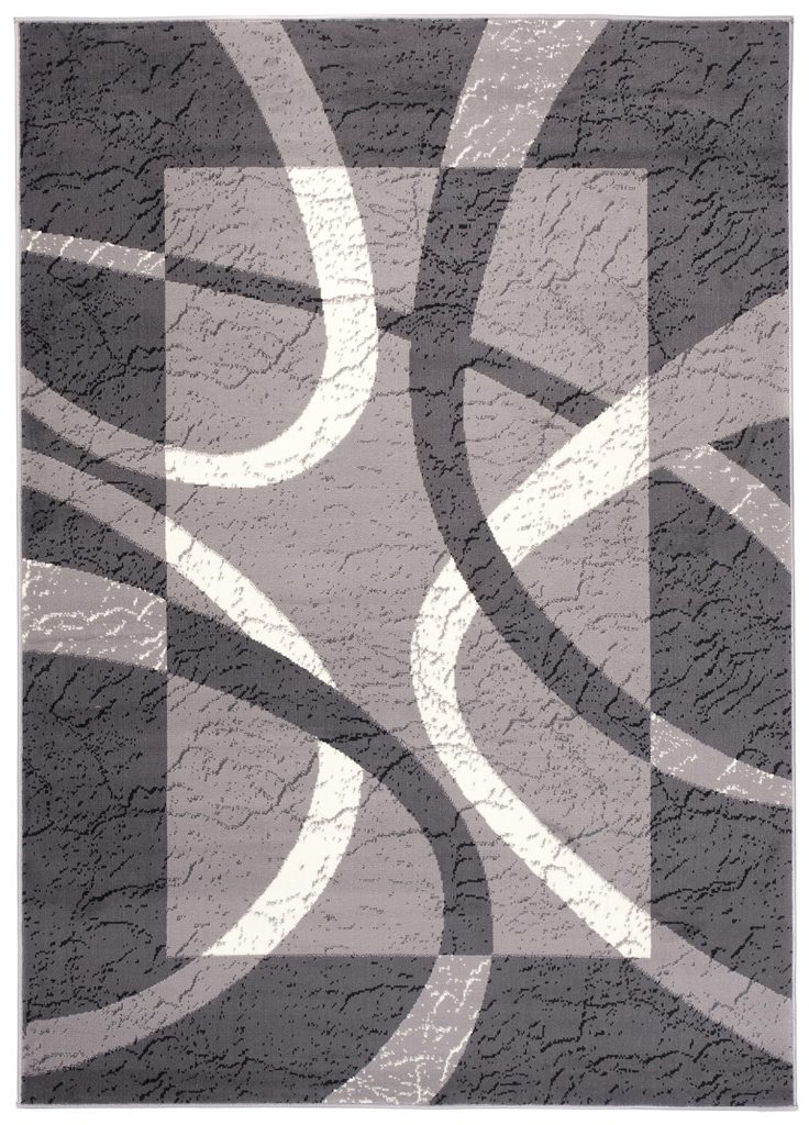 Alfombra Dream Gris Blanco Borde Círculos