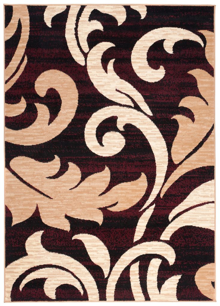 Alfombra Dream Rojo Oscuro Crema Ornamental Hojas