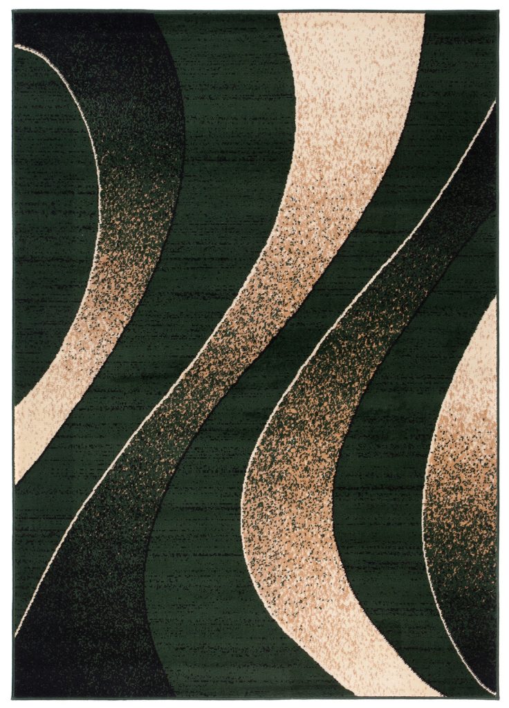 Alfombra Dream Moderno Verde Oscuro Beige Ondas