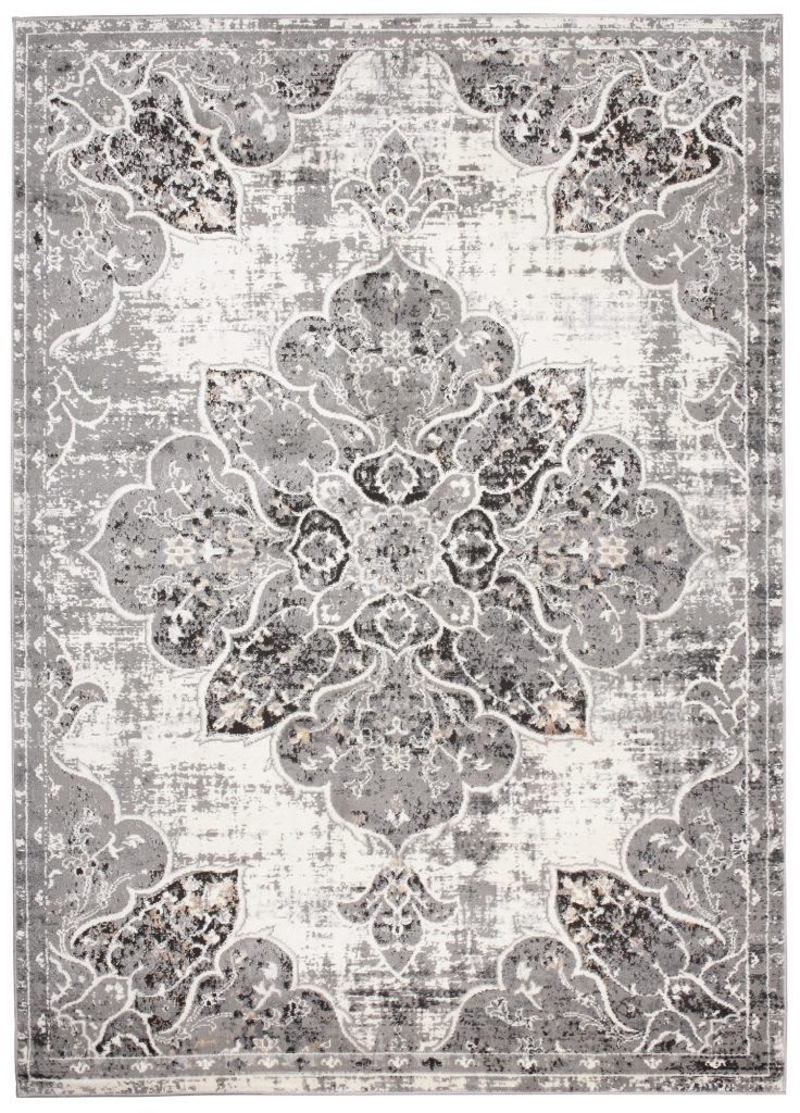 Alfombra Valley Gris Vintage Floral Rosetón