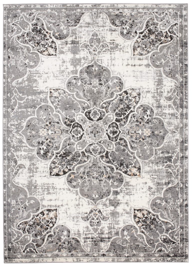 Alfombra Valley Gris Vintage Floral Rosetón