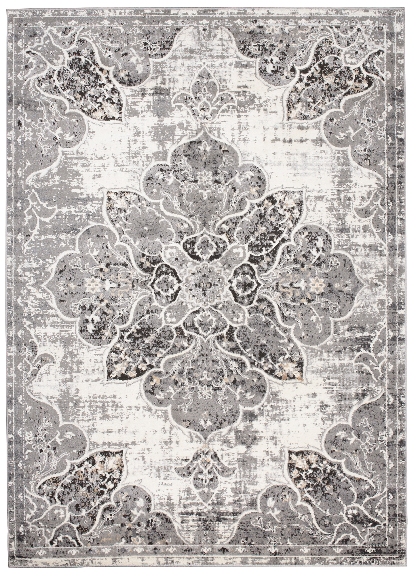 Alfombra Valley Gris Vintage Floral Rosetón