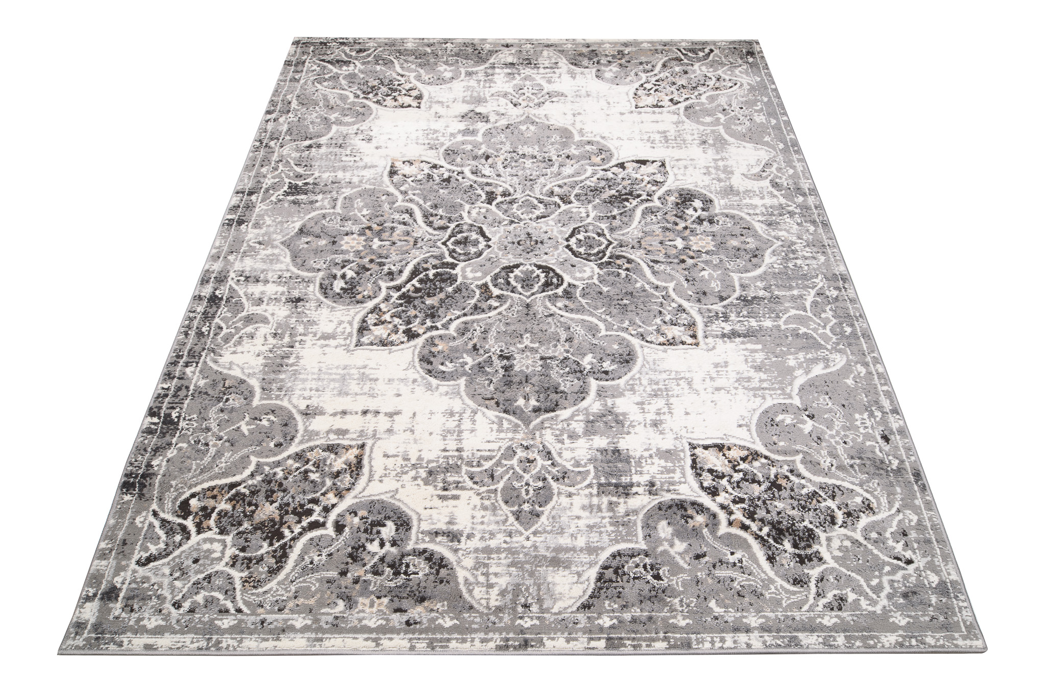 Alfombra Valley Gris Vintage Floral Rosetón