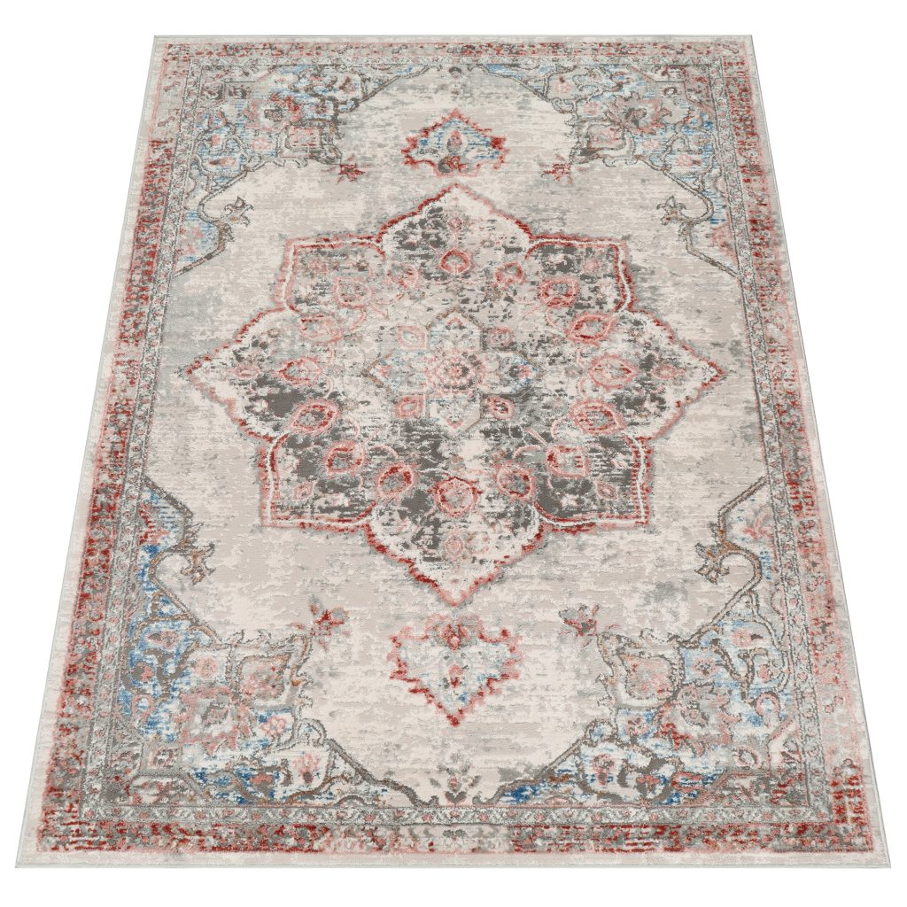 Alfombra Retro Cobre Gris Flor de Loto Vintage