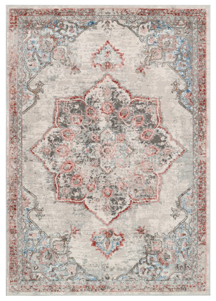 Alfombra Retro Cobre Gris Flor de Loto Vintage