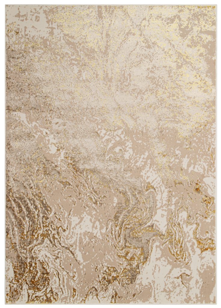 Alfombra Crystal Beige Dorado Crema Mármol Efecto 3D