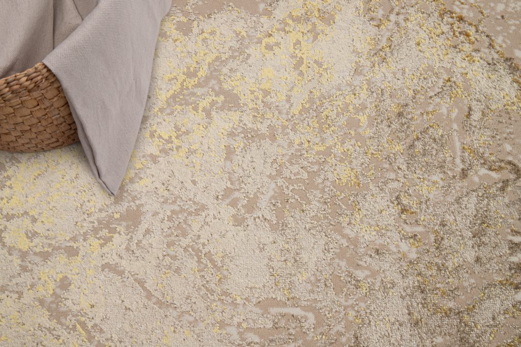 Alfombra Crystal Beige Dorado Crema Mármol Efecto 3D