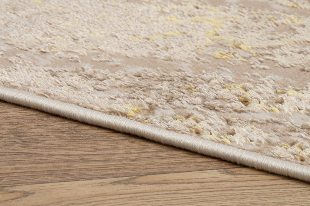 Alfombra Crystal Beige Dorado Crema Mármol Efecto 3D