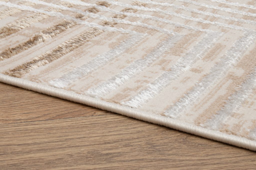 Alfombra Crystal Rojo Beige Crema Rayas Efecto 3D
