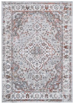 Alfombra Valley Gris Rojo Ladrillo Vintage Borde