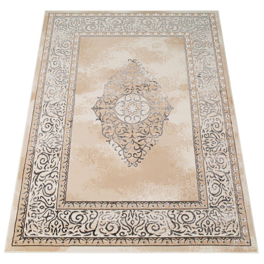 Alfombra Ares Gris Beige Rosetón Vintage
