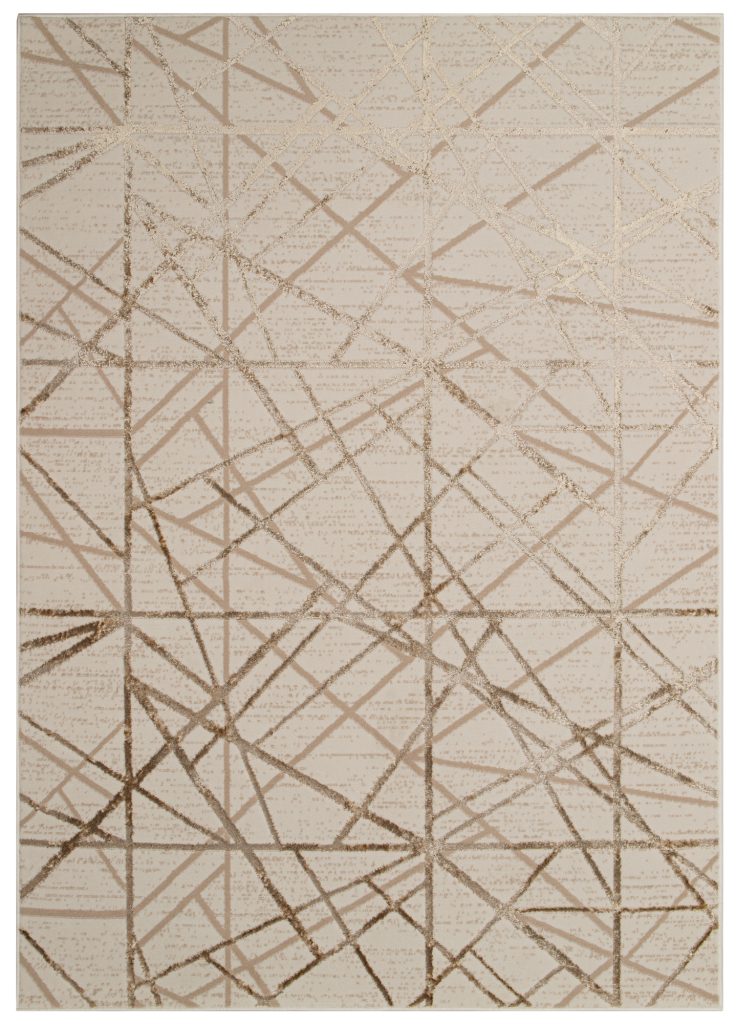 Alfombra Crystal Beige Marrón Abstracto Líneas Efecto 3D