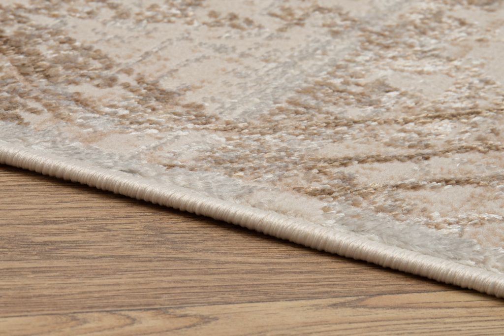 Alfombra Crystal Crema Marrón Moteado Líneas Efecto 3D