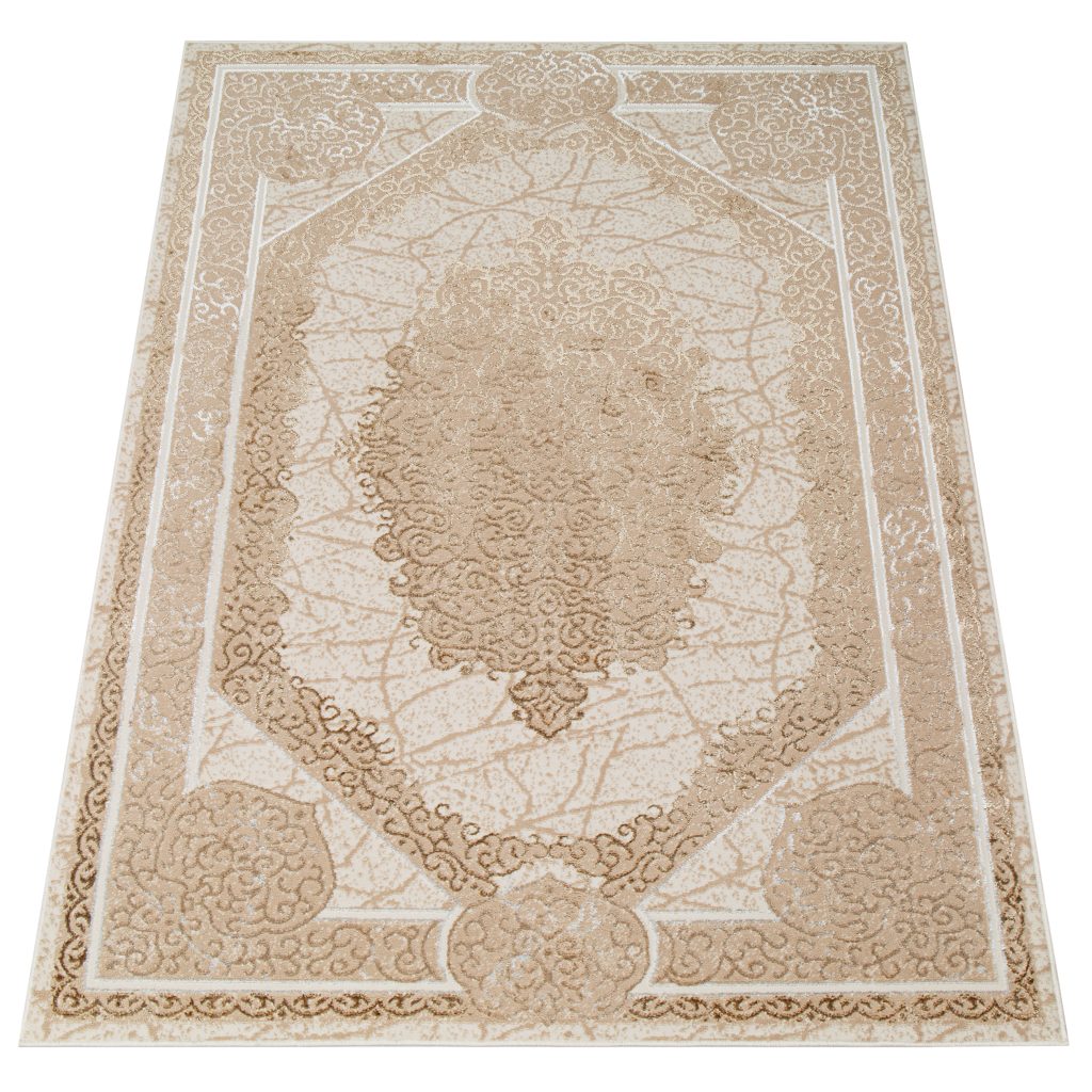 Alfombra Ares Marrón Beige Rosetón Vintage