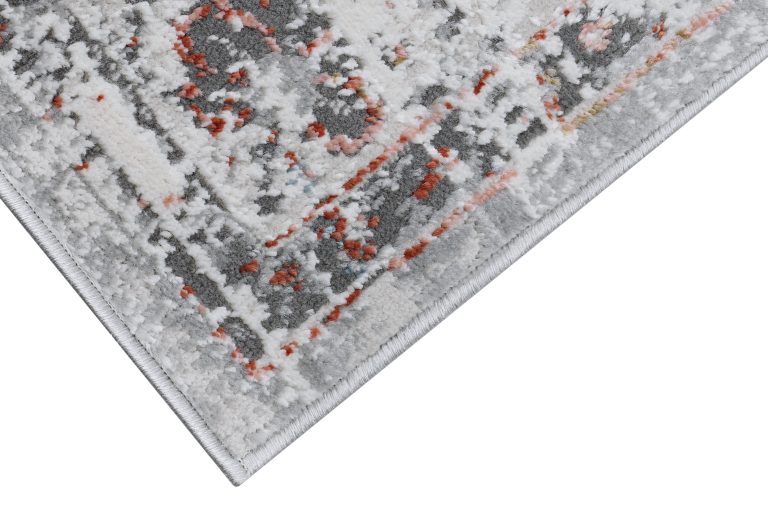 Alfombra Valley Gris Rojo Ladrillo Vintage Borde