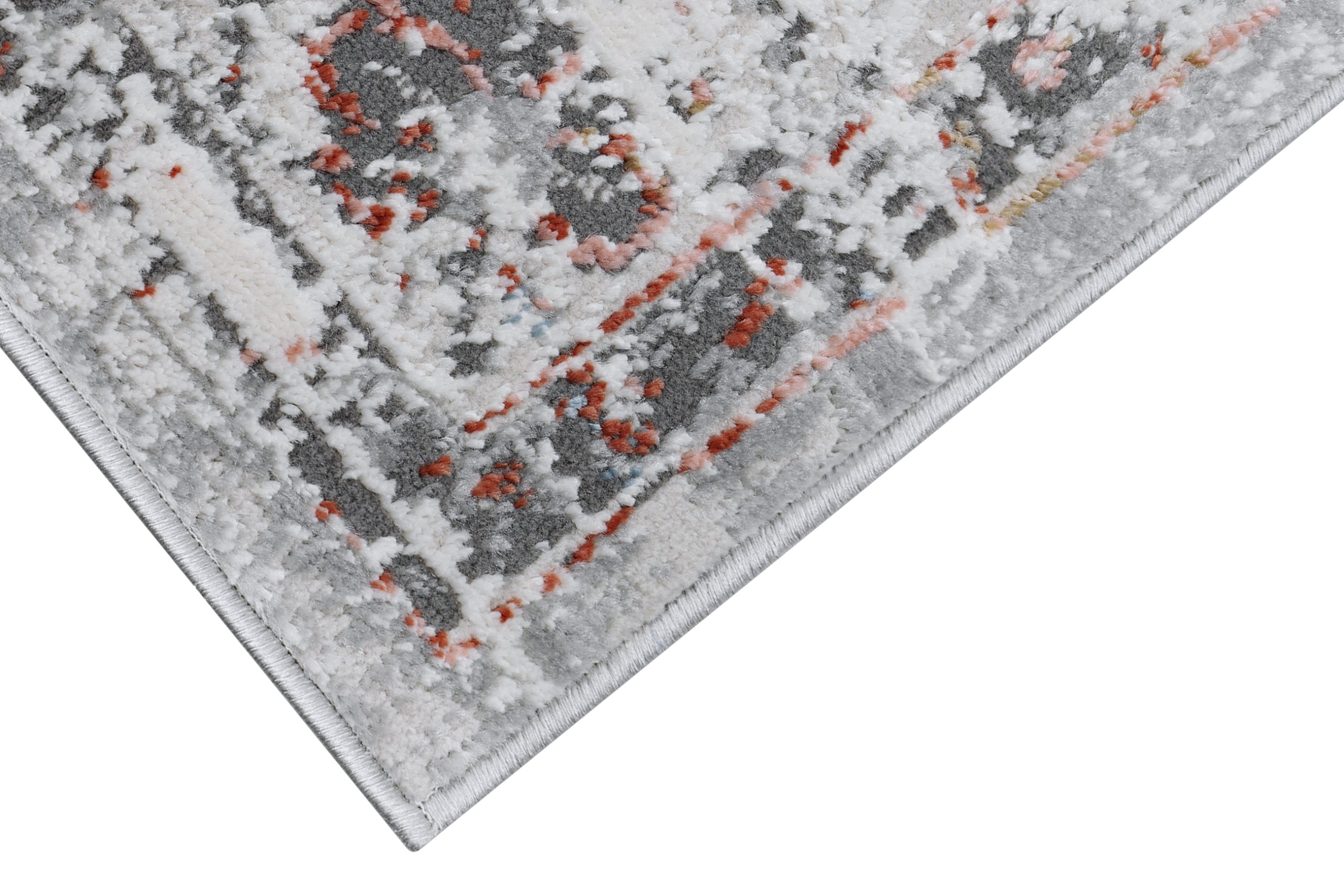 Alfombra Valley Gris Rojo Ladrillo Vintage Borde