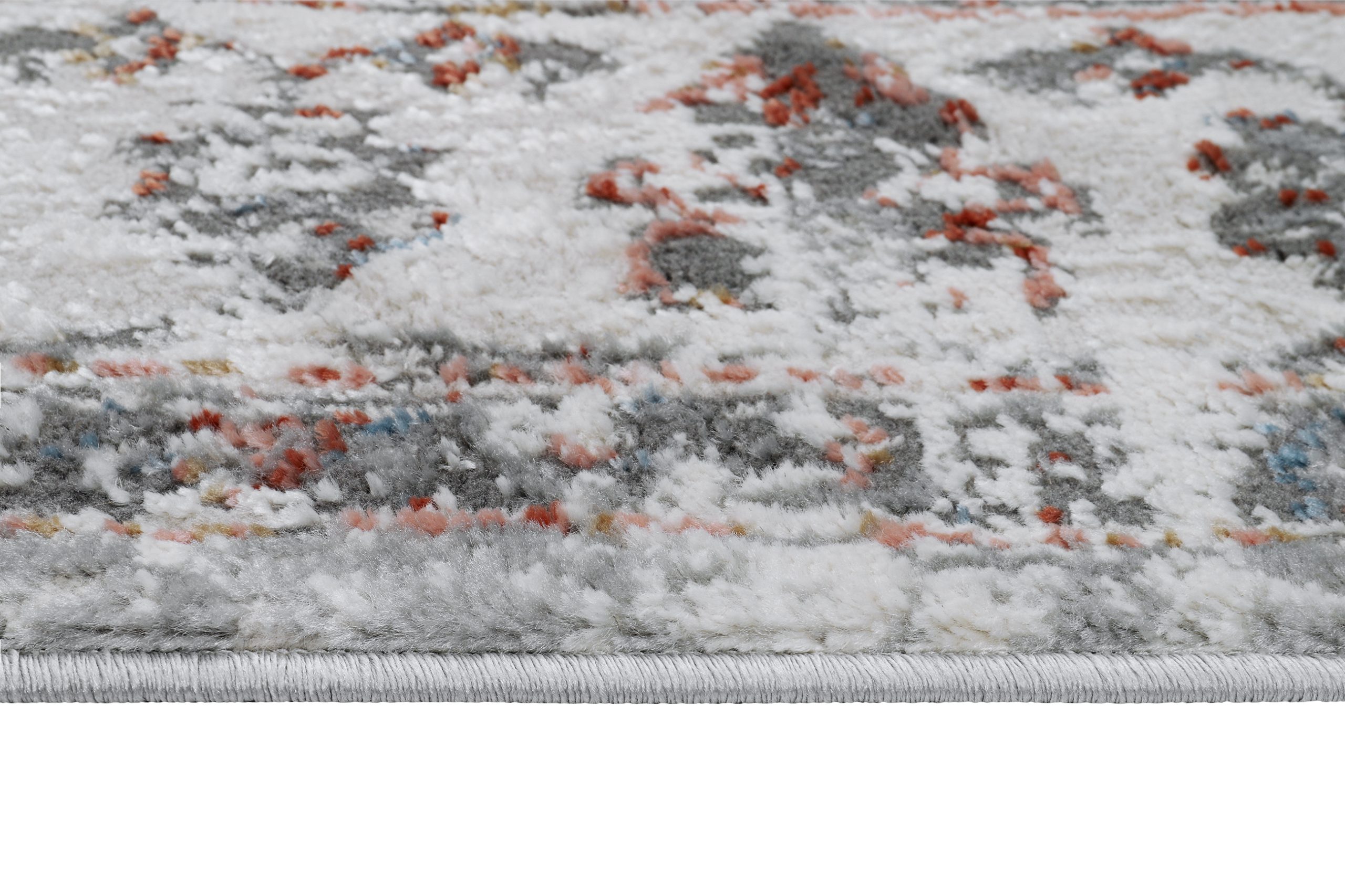 Alfombra Valley Gris Rojo Ladrillo Vintage Borde