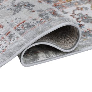 Alfombra Valley Gris Rojo Ladrillo Vintage Borde