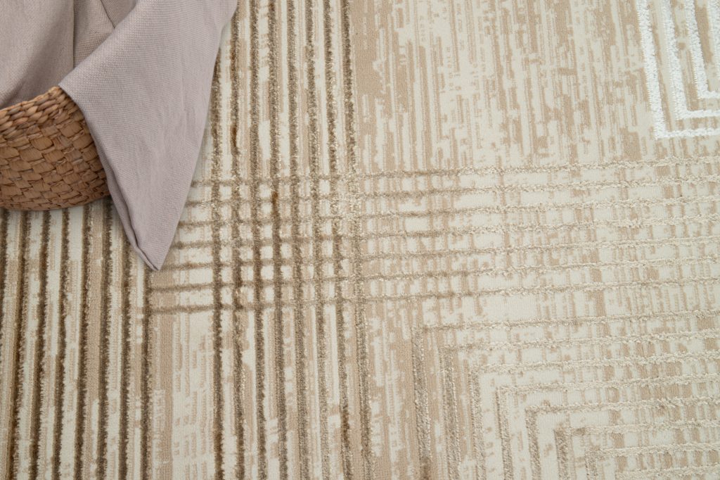 Alfombra Crystal Beige Marrón Crema Rayas Efecto 3D