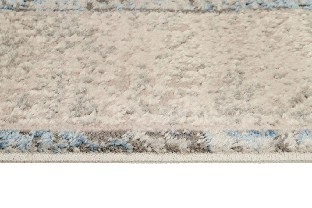 Alfombra Retro Gris Cobre Azul Borde Moderno