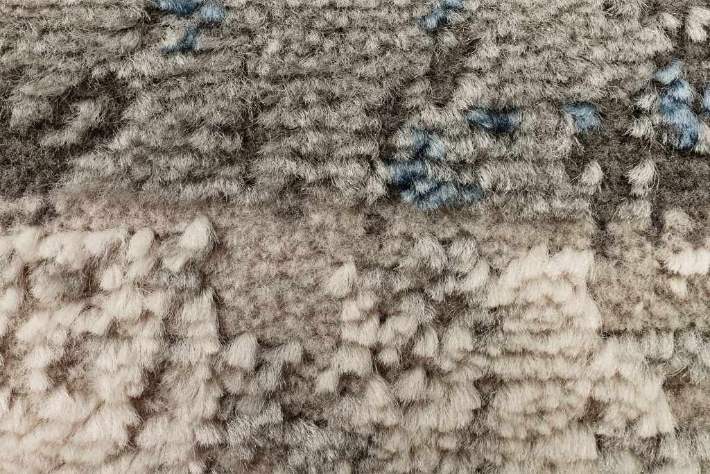 Alfombra Retro Gris Cobre Azul Borde Moderno