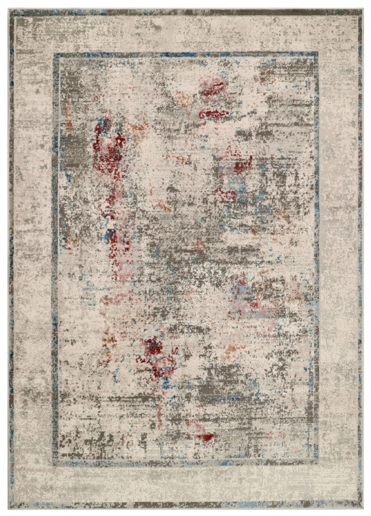 Alfombra Retro Gris Cobre Azul Borde Moderno