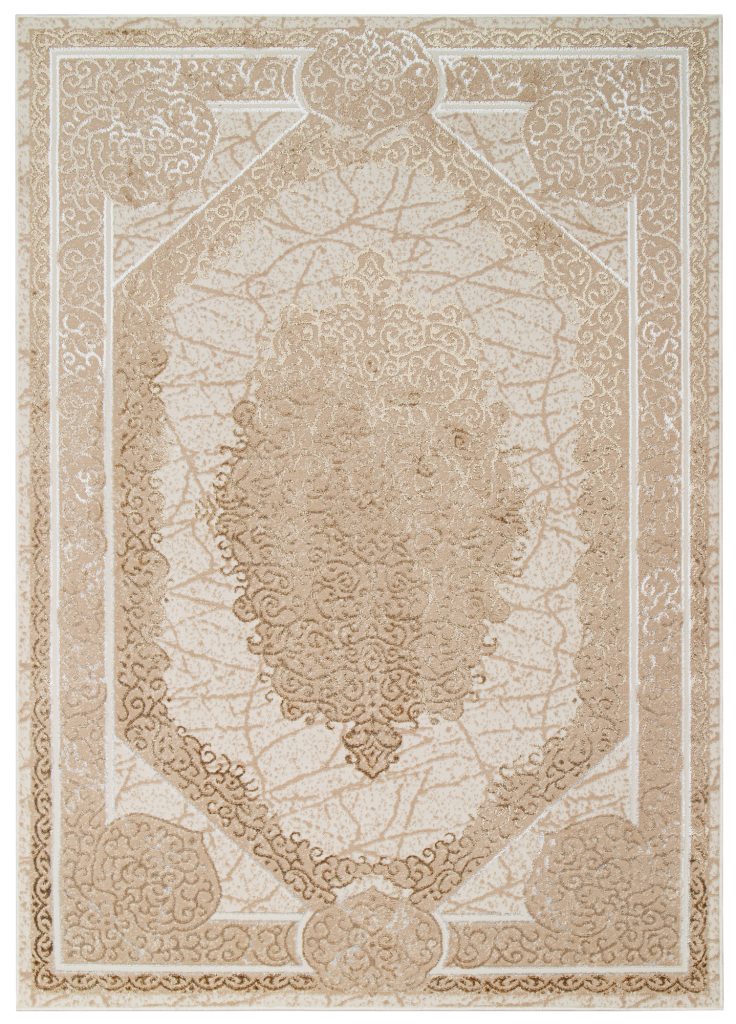 Alfombra Ares Marrón Beige Rosetón Vintage