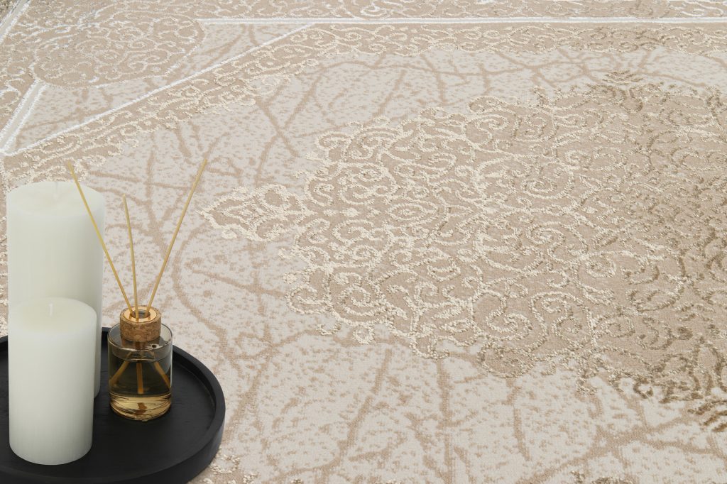Alfombra Ares Marrón Beige Rosetón Vintage