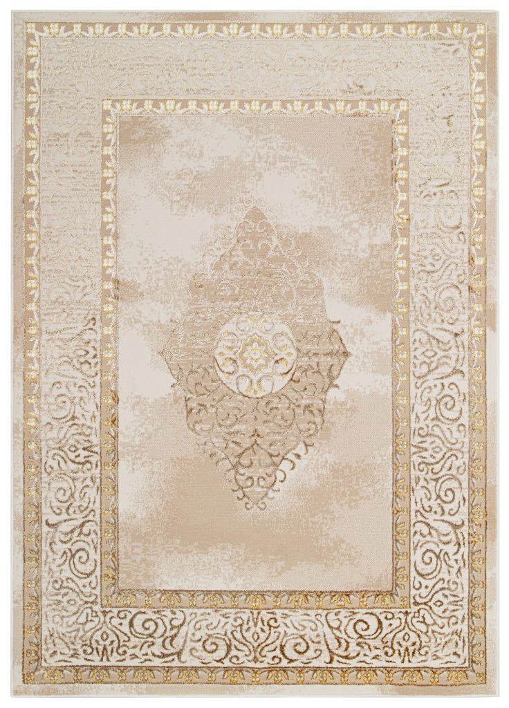 Alfombra Ares Dorado Marrón Beige Rosetón
