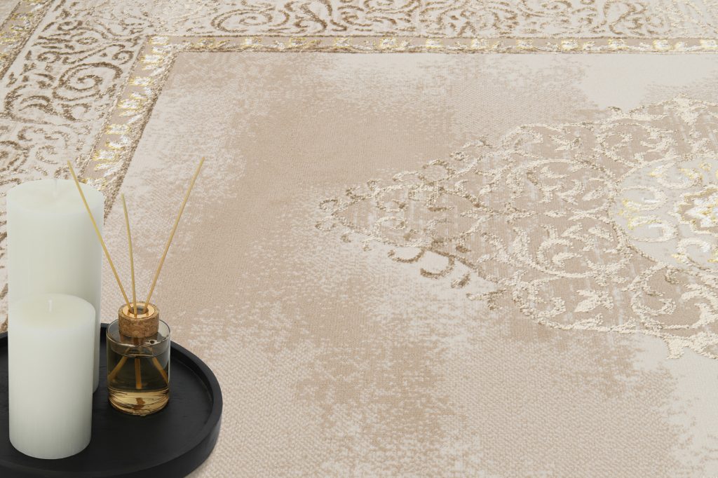 Alfombra Ares Dorado Marrón Beige Rosetón