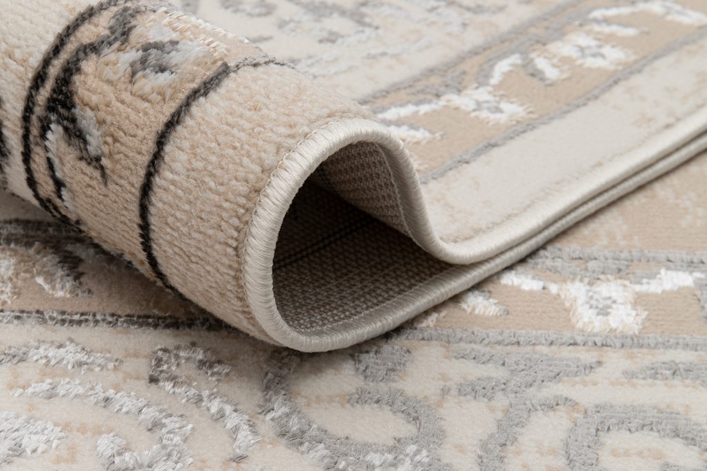 Alfombra Ares Gris Beige Rosetón Vintage