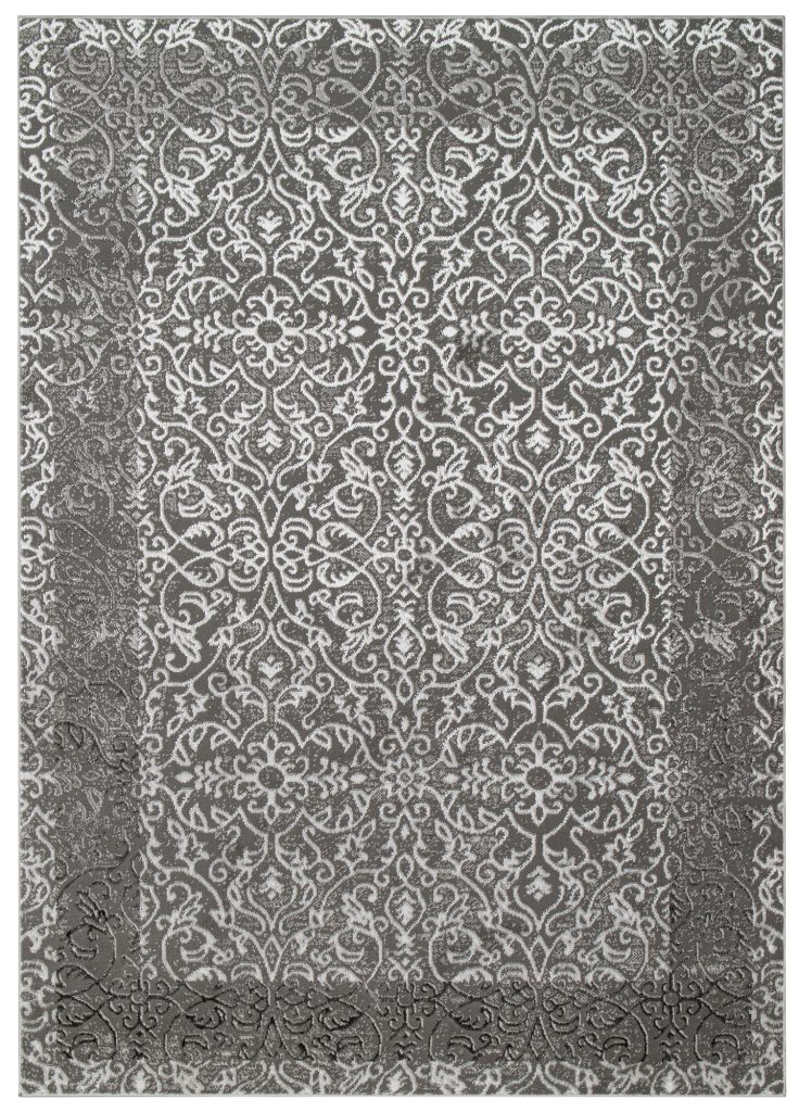 Alfombra Ares Gris Oscuro Ornamental Vintage