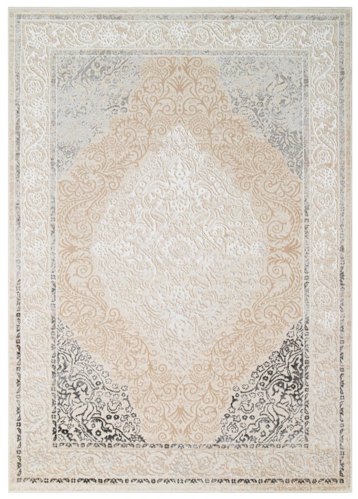 Alfombra Ares Crema Gris Vintage Medallón