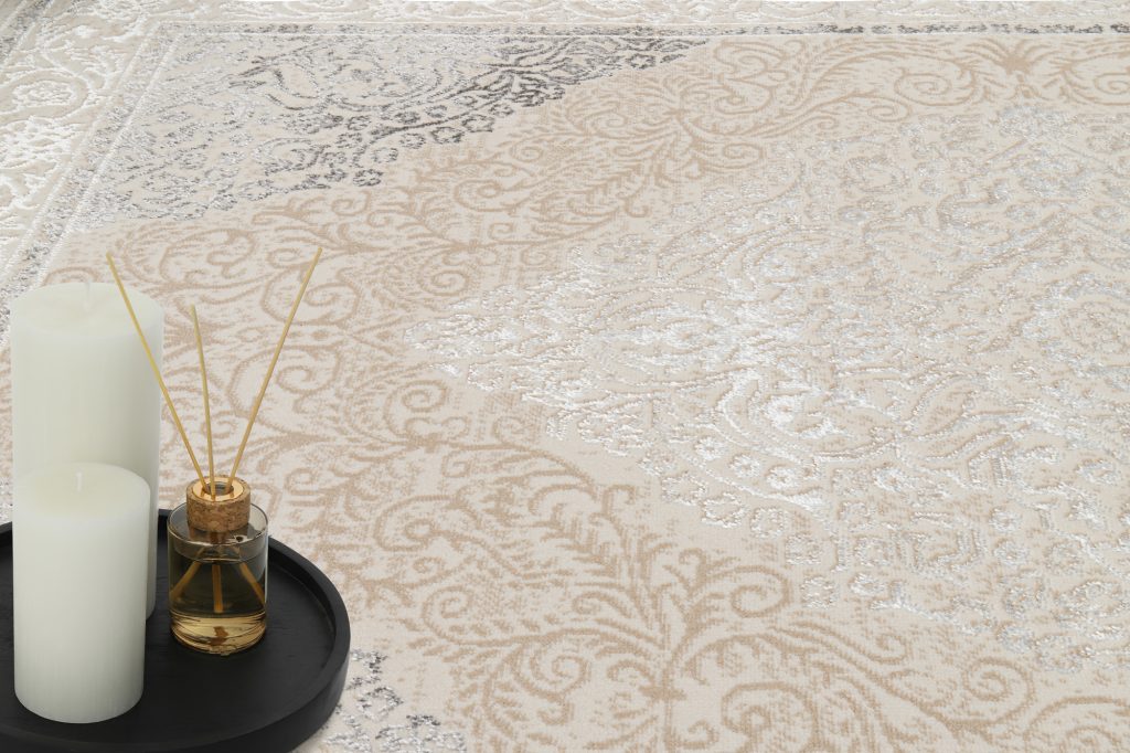 Alfombra Ares Crema Gris Vintage Medallón