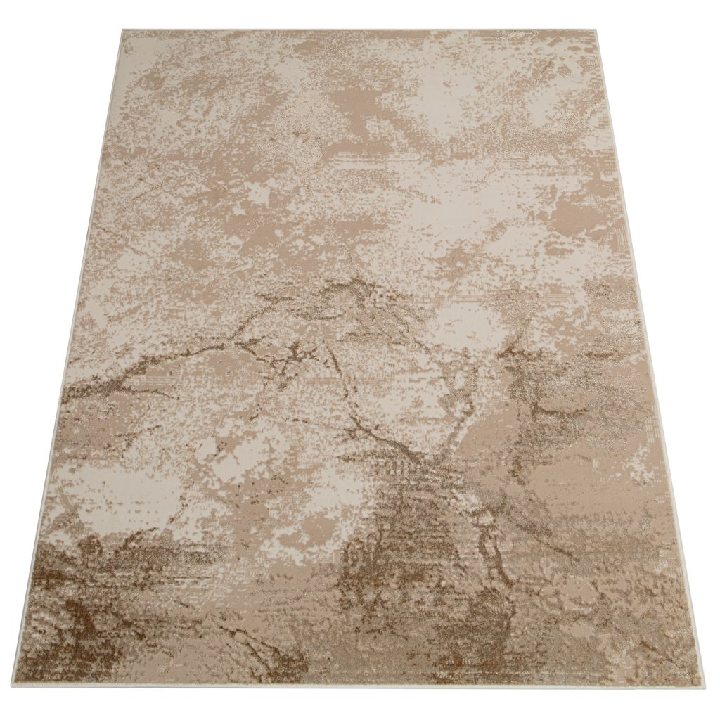 Alfombra Crystal Marrón Beige Mármol Efecto 3D
