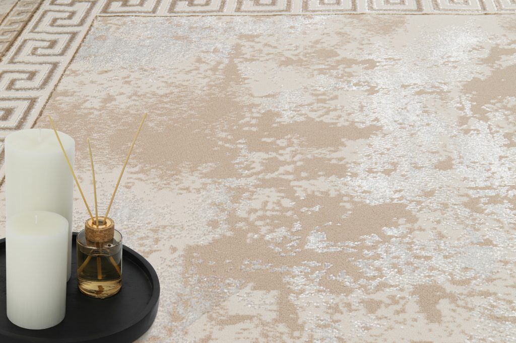 Alfombra Ares Beige Borde Abstracto